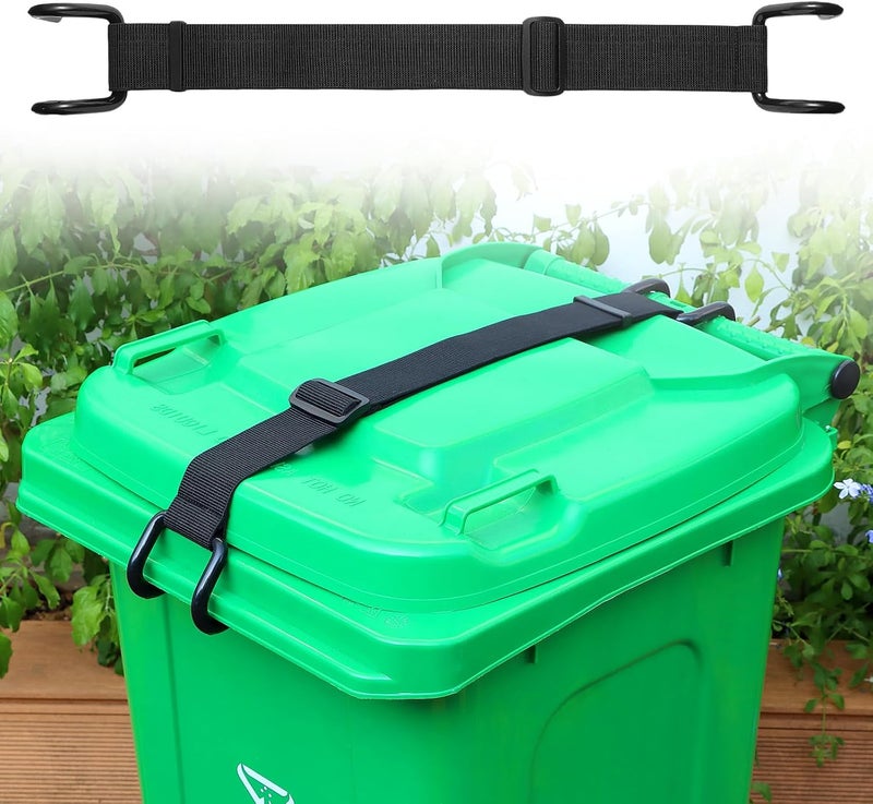 QUFA Metal Non-Slip Double Claw Trash Can Lid Lock, Adjustable Animal-Proof & Windproof Garbage Can Lock, Universal Fit for 28-96 Gallon Outdoor Bins (1) - Image 1
